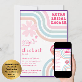 ビートを感じて！ コスモックレトロ70年代のブライズシャワー 招待状