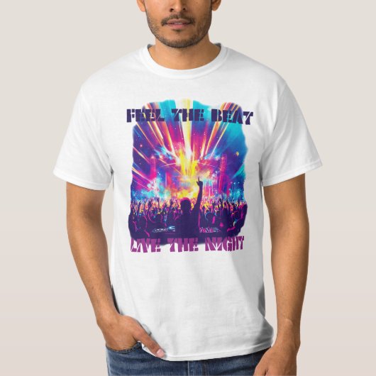ビートを感じて、夜を生きる Tシャツ (正面)