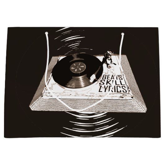ビートスキル歌詞オンターンテーブルヒップホップ ラージペーパーバッグ (正面)