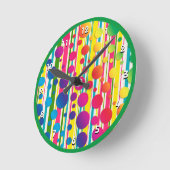 [ビートニクバブルズ]レトロ水玉模様グリーン ラウンド壁時計 (傾斜)