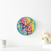 [ビートニクバブルズ]レトロ水玉模様ブルー ラウンド壁時計 (ホーム)