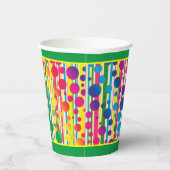 [ビートニクバブル]レトロストライプ水玉模様 – 緑 紙コップ (右)