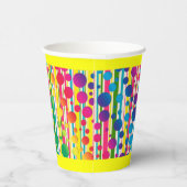 [ビートニクバブル]レトロストライプ水玉模様 – 黄 紙コップ (右)
