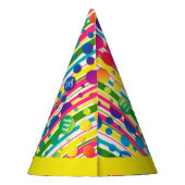 [ビートニクバブル]レトロ水玉模様ストライプのイエロー パーティーハット (裏面)