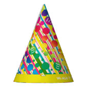 [ビートニクバブル]レトロ水玉模様ストライプのイエロー パーティーハット (左)