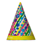 [ビートニクバブル]レトロ水玉模様ストライプのイエロー パーティーハット (右)