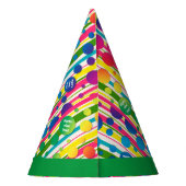 [ビートニクバブル]レトロ水玉模様ストライプのグリーン パーティーハット (裏面)