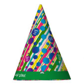 [ビートニクバブル]レトロ水玉模様ストライプのグリーン パーティーハット (右)