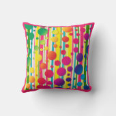 [ビートニクバブル]レトロ水玉模様ストライプのピンク クッション (裏面)