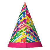 [ビートニクバブル]レトロ水玉模様ストライプのピンク パーティーハット (裏面)