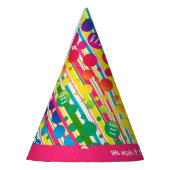 [ビートニクバブル]レトロ水玉模様ストライプのピンク パーティーハット (左)