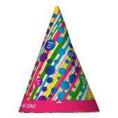 [ビートニクバブル]レトロ水玉模様ストライプのピンク パーティーハット (右)