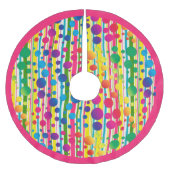 [ビートニクバブル]レトロ水玉模様ストライプのピンク ブラッシュドポリエステルツリースカート (正面)