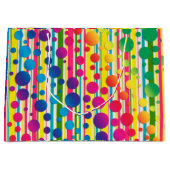 [ビートニクバブル]レトロ水玉模様ストライプのレインボー ラージペーパーバッグ (正面)