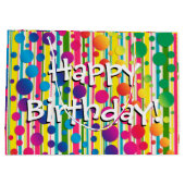 [ビートニクバブル]レトロ水玉模様ストライプのレインボー ラージペーパーバッグ (裏面)