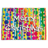 [ビートニクバブル]レトロ水玉模様ストライプのレインボー ラージペーパーバッグ (正面)