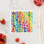 [ビートニクバブル]レトロ水玉模様ストライプの紙 スタンダードカクテルナプキン (インサイチュ)