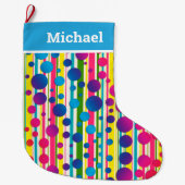 [ビートニクバブル]レトロ水玉模様ブストライプのルー ラージクリスマスストッキング (正面)