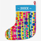 [ビートニクバブル]レトロ水玉模様ブストライプのルー ラージクリスマスストッキング (裏面)