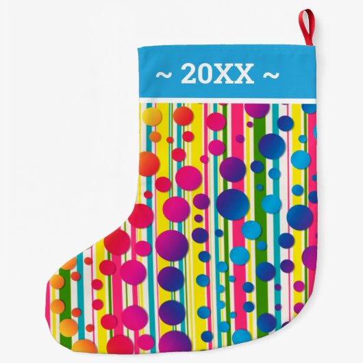 [ビートニクバブル]レトロ水玉模様ブストライプのルー ラージクリスマスストッキング (裏面)