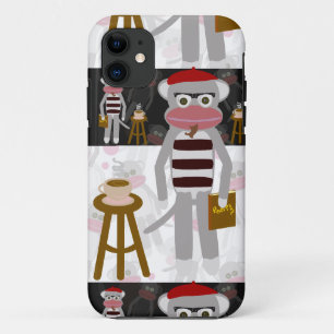 ビートニク靴下モンキーパタストライプのーンおもしろいアート iPhone 11 ケース