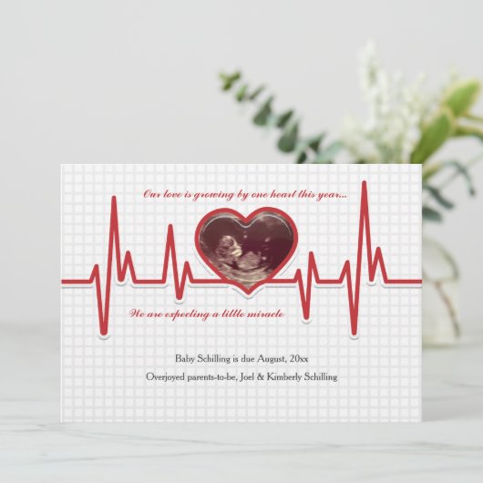 ビートハート写真妊娠告知カスタム 案内状 (スタンド正面)
