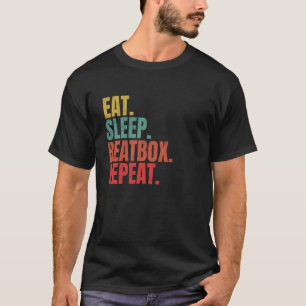 ビートボ食べックススリープビートボックスリピートおもしろいヒップホップ Tシャツ