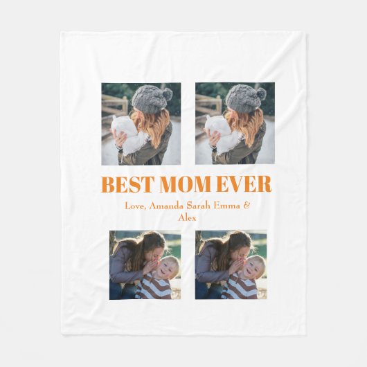 ビートママカスタムエバー4写真コラージュ フリースブランケット (正面)