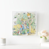 ビートリ食べックス・ポッター『ペーター・ラビット・ア・ニンジン』 スクエア壁時計 (ホーム)