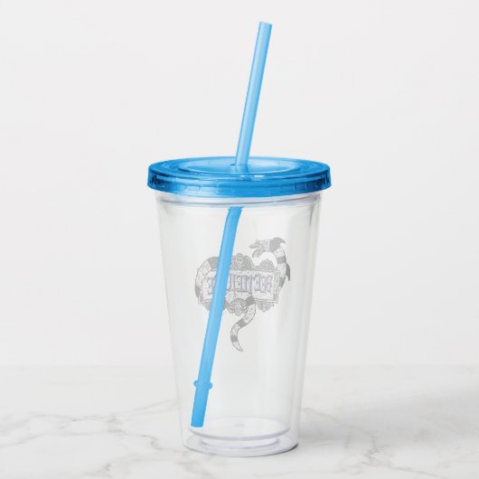 ビートルジュース |ミミズがビールジュースのロゴに巻きついています アクリルタンブラー (裏面)
