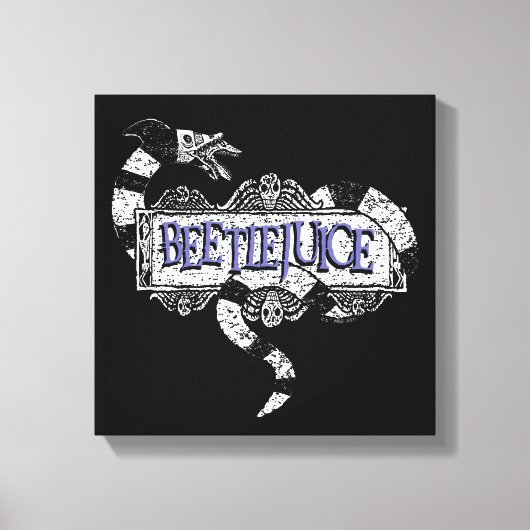 ビートルジュース |ミミズがビールジュースのロゴに巻きついています キャンバスプリント (正面)