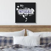 ビートルジュース |ミミズがビールジュースのロゴに巻きついています キャンバスプリント (インサイチュ (寝室))