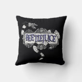 ビートルジュース |ミミズがビールジュースのロゴに巻きついています クッション (裏面)