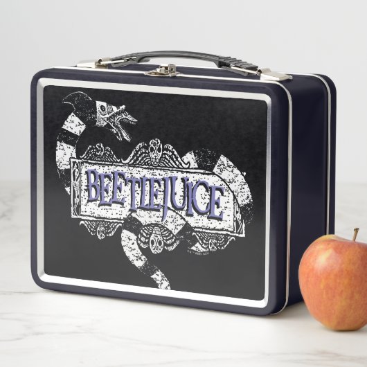ビートルジュース |ミミズがビールジュースのロゴに巻きついています メタルランチボックス (インサイチュ)