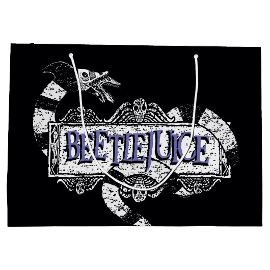 ビートルジュース |ミミズがビールジュースのロゴに巻きついています ラージペーパーバッグ (裏面)