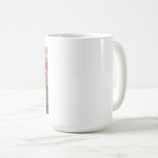 ビートルステンドグラスデザインの鮮やかなポピー花 コーヒーマグカップ (正面右)