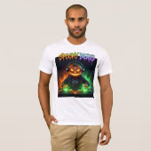 ビート不気味Jack-o-Lantern Halloween DJ Tシャツ (正面フル)
