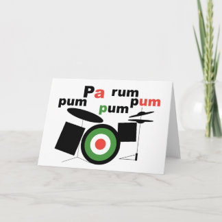 ビート族のドラマーの男の子の挨拶状/白 シーズンカード