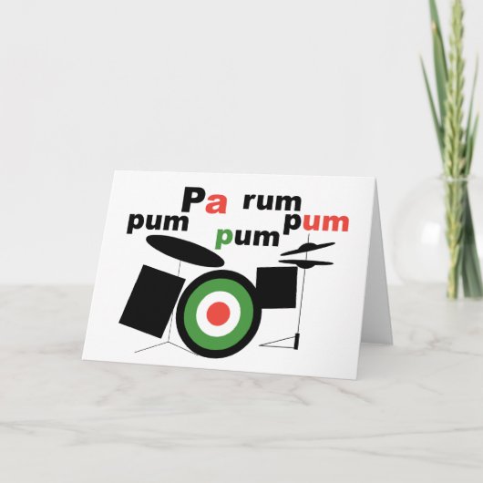 ビート族のドラマーの男の子の挨拶状/白 シーズンカード (正面)