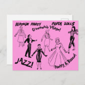 ビート族のパーティーの紙の人形-グリニッチビレッジGals ポストカード (正面/裏面)