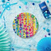 [ビート族の泡]レトロの水玉模様のストライプのな紙 ペーパープレート (パーティー)