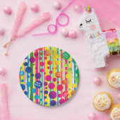 [ビート族の泡]レトロの水玉模様のストライプのな紙 ペーパープレート (パーティー)