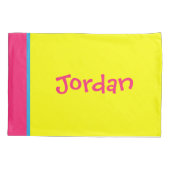 [ビート族の泡]レトロの水玉模様のストライプのな黄色 枕カバー (裏面-左)