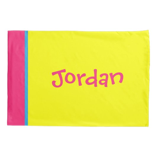 [ビート族の泡]レトロの水玉模様のストライプのな黄色 枕カバー (裏面-左)