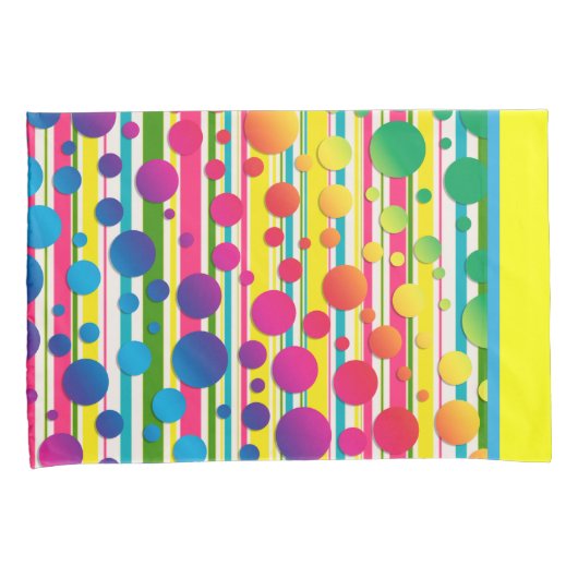 [ビート族の泡]レトロの水玉模様のストライプのな黄色 枕カバー (正面右)