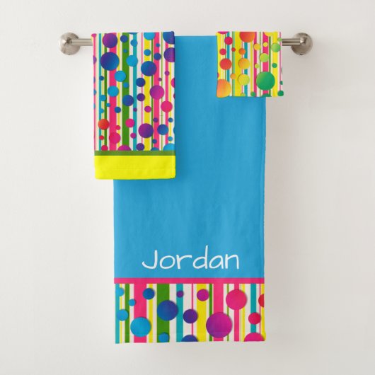 [ビート族の泡]レトロの水玉模様のストライプの虹1 バスタオルセット (インサイチュ)