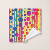 [ビート族の泡]レトロの水玉模様のストライプの虹1 バスタオルセット (ウォッシュタオル)