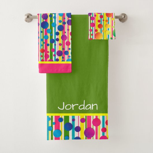 [ビート族の泡]レトロの水玉模様のストライプの虹2 バスタオルセット (インサイチュ)