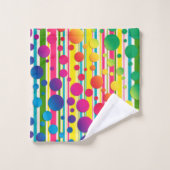 [ビート族の泡]レトロの水玉模様のストライプの虹3 バスタオルセット (ウォッシュタオル)