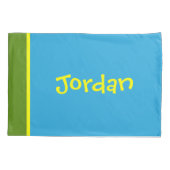 [ビート族の泡]レトロの水玉模様のストライプの青 枕カバー (裏面-左)